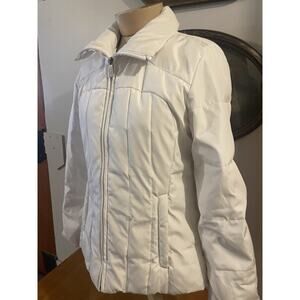 Calvin Klein S Duck Down Puffer White Jacket Full Zip Pockets Faux Fur Lining
